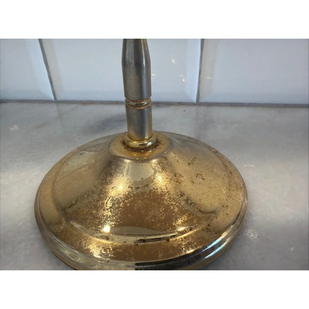 Vintage Shabby Brass Tone Vanity Double Mirror Round Magnification Side ES008